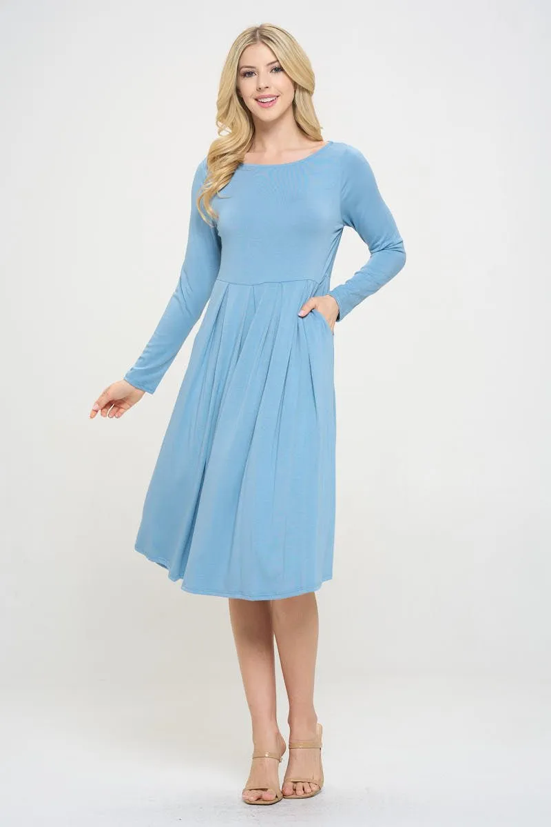 Charlee Long Sleeve A-line Knit Dress with Pockets