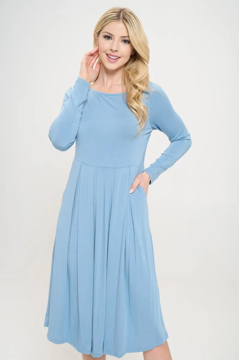 Charlee Long Sleeve A-line Knit Dress with Pockets