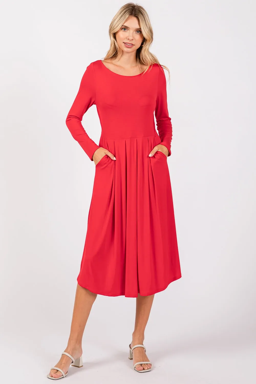 Charlee Long Sleeve A-line Knit Dress with Pockets