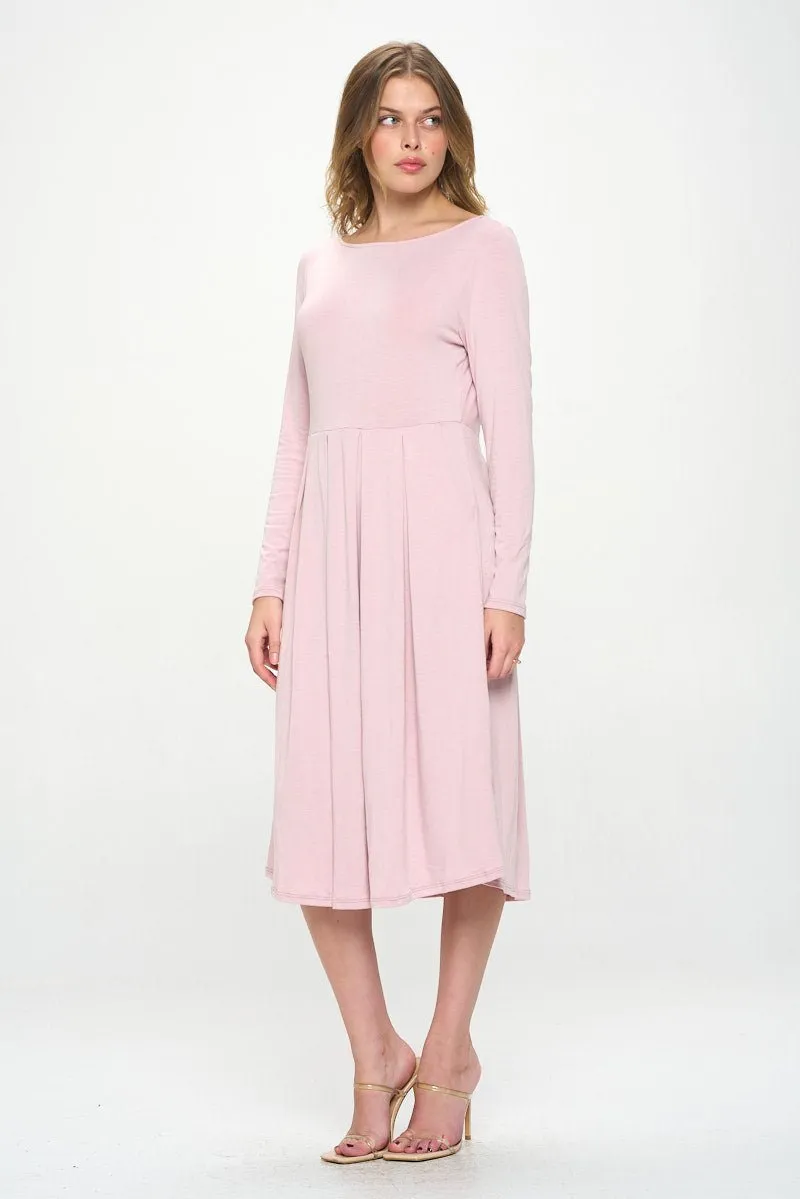 Charlee Long Sleeve A-line Knit Dress with Pockets