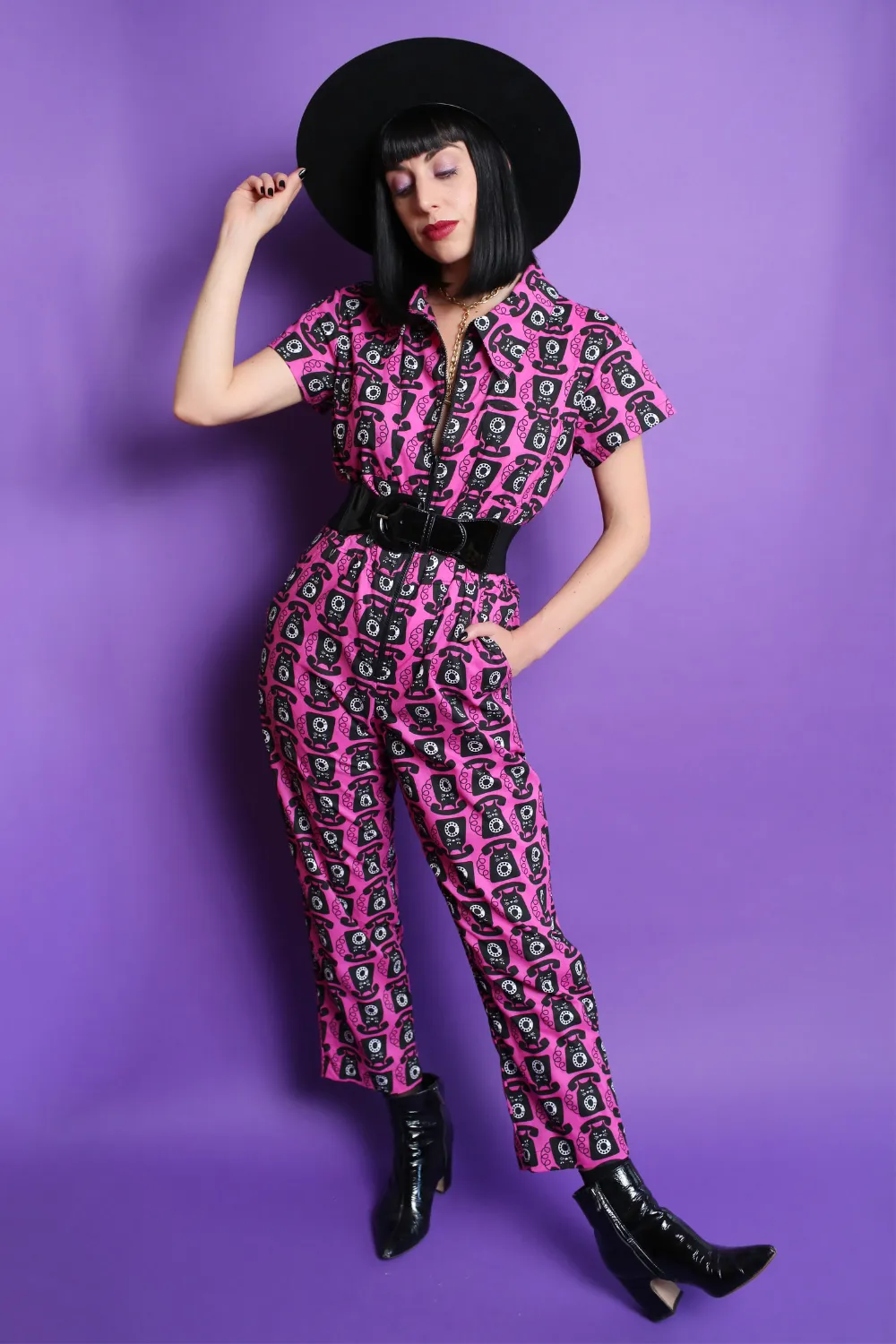 Cheeky Chatty Cheshires Cat Suit in Magenta