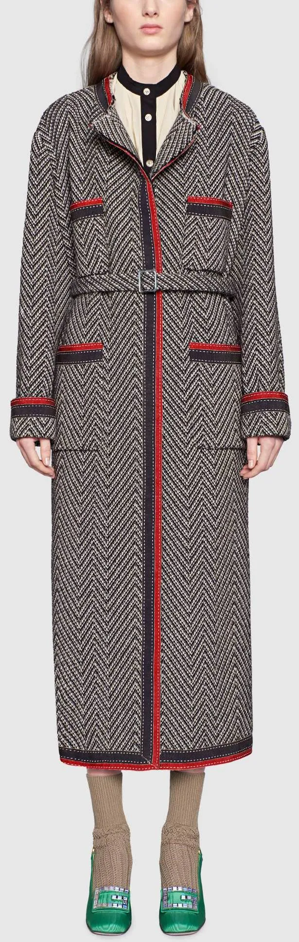 Chevron Tweed Coat