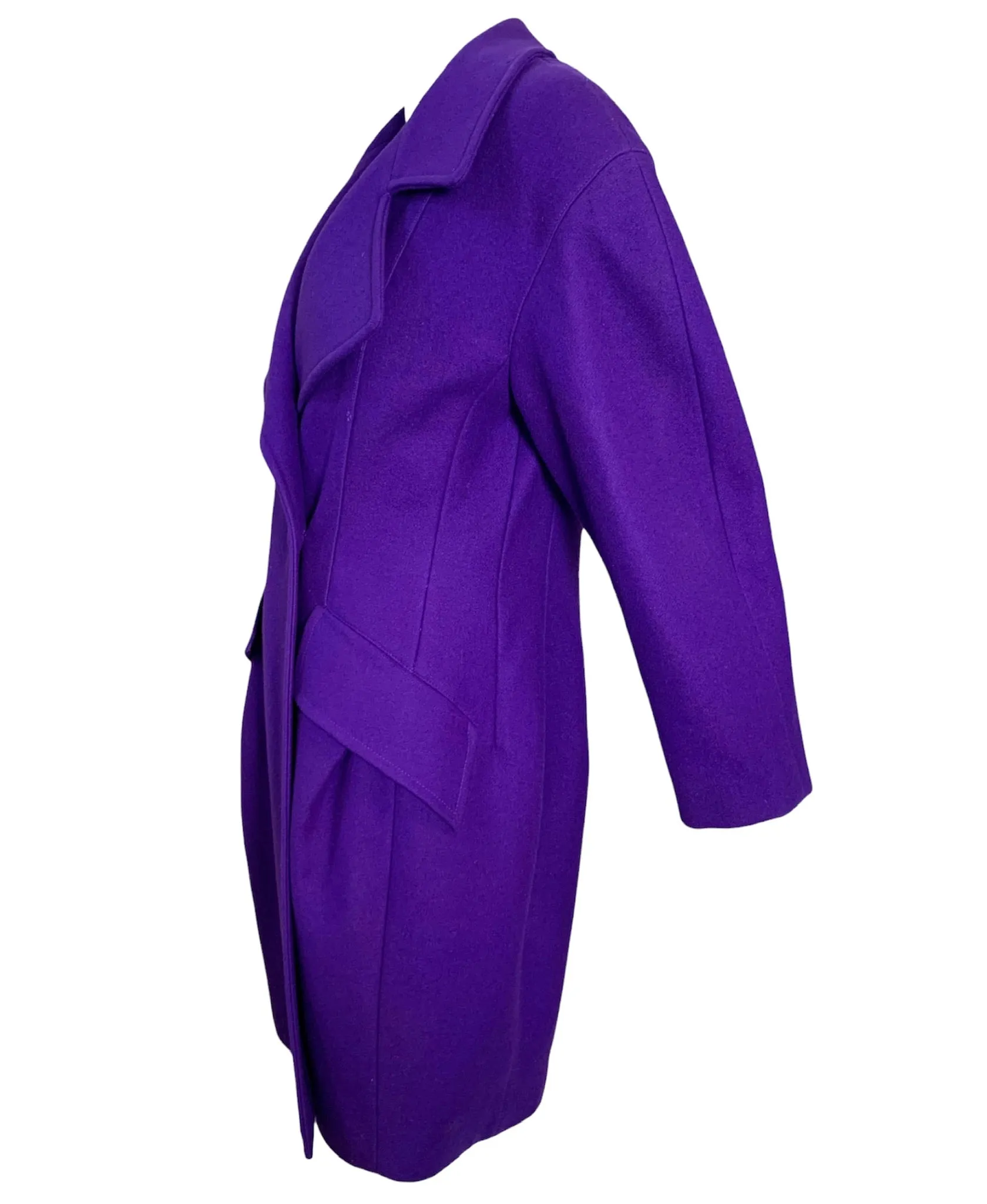 Christian Lacroix 90s Exaggerated Silhouette Purple Wool Coat