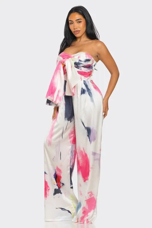 City Scape- Strapless Wide-Leg Jumpsuit