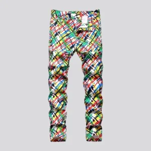 Color-print men's street jeans