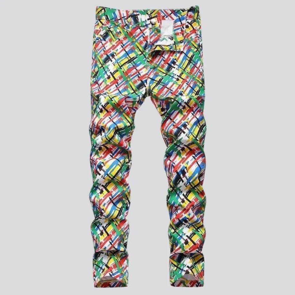 Color-print men's street jeans