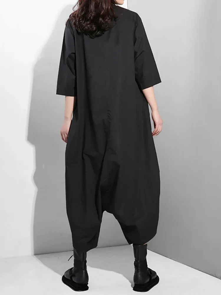 Couture Black Jumpsuit: Wide Leg, High Waist Design