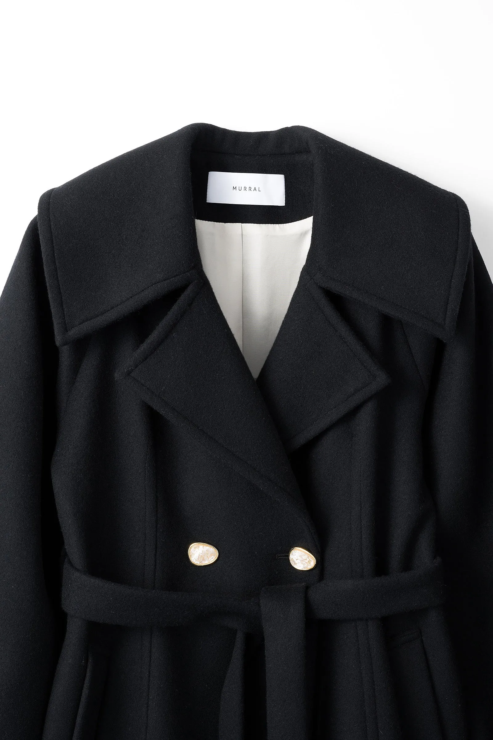 Curvy wool coat (Black)