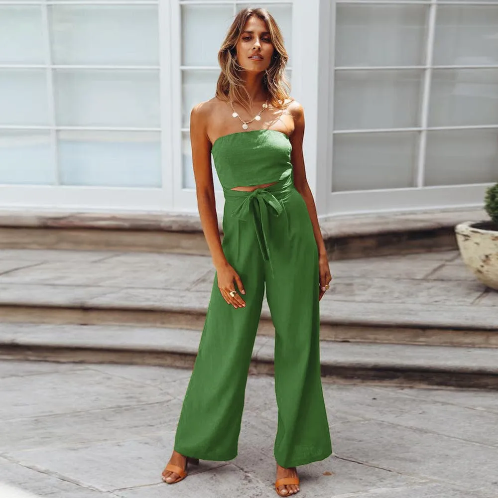 Cutout Front Strapless Jumpsuit