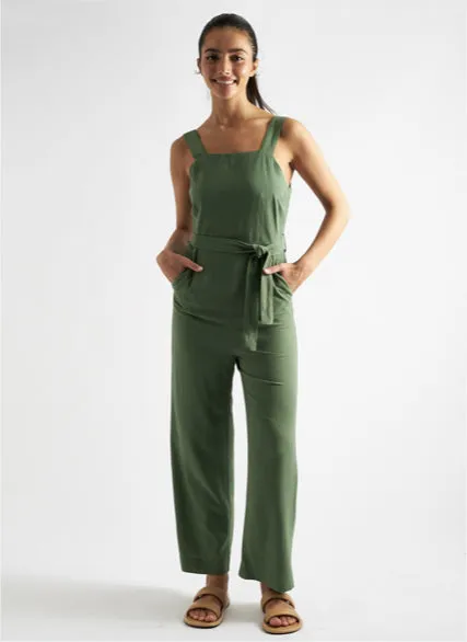 Dawson Linen Mix Strappy Jumpsuit Green