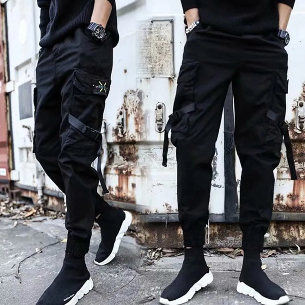 DEANWANGKT Mens Vintage Hip Hop Style Baggy Jeans Streetwear Pockets Men's Jogger Pants Hip Hop Sweatpants Joggers Trousers Tactical Mens Pants Cargo Harem Pants Men Clothes