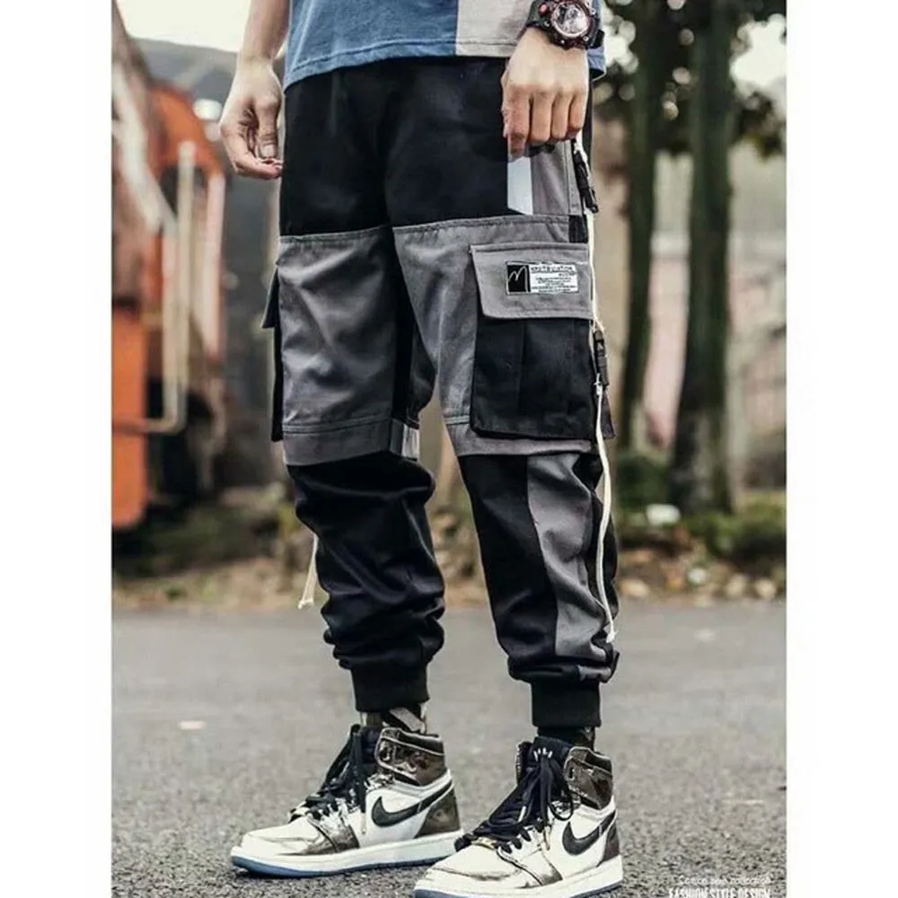 DEANWANGKT Mens Vintage Hip Hop Style Baggy Jeans Streetwear Pockets Men's Jogger Pants Hip Hop Sweatpants Joggers Trousers Tactical Mens Pants Cargo Harem Pants Men Clothes