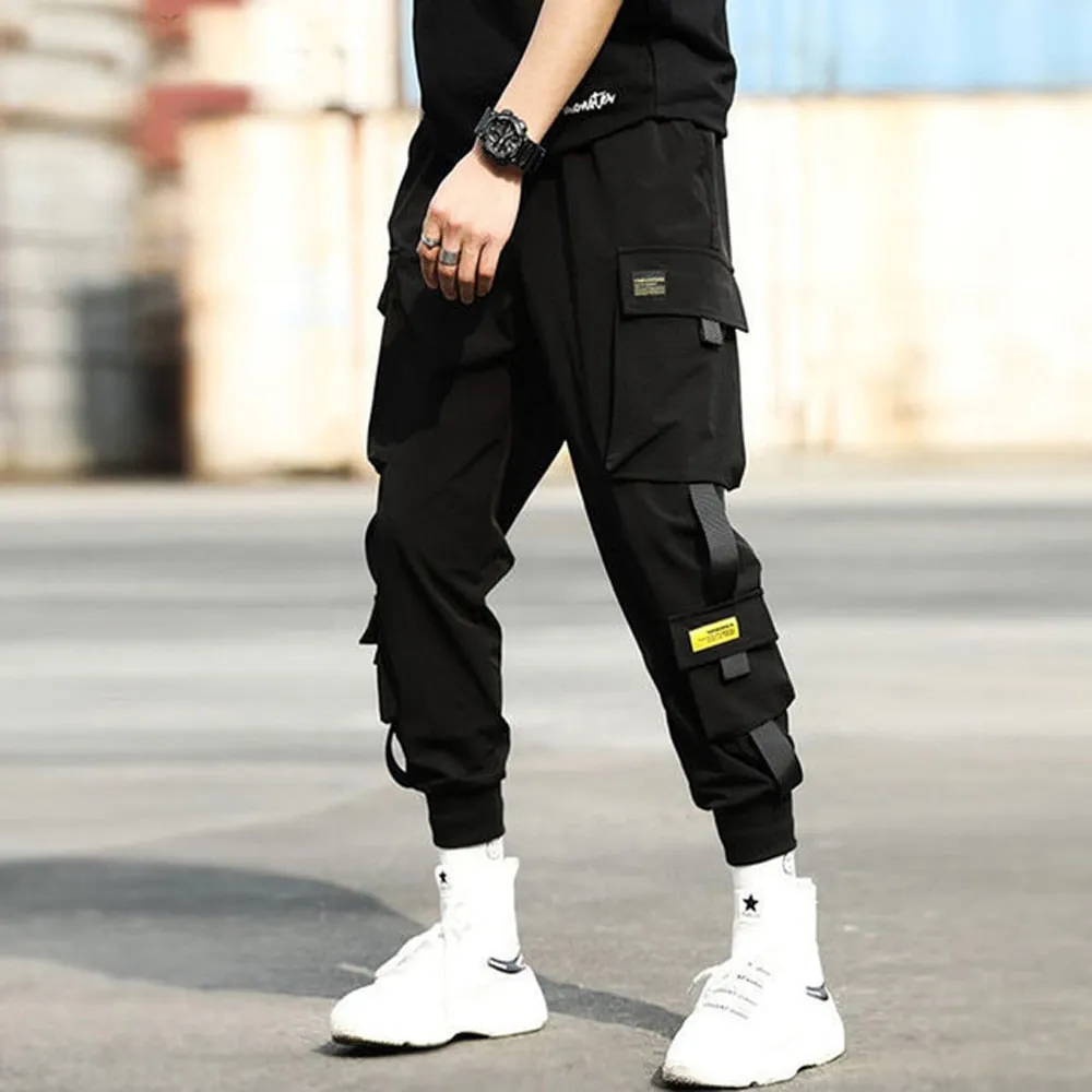 DEANWANGKT Mens Vintage Hip Hop Style Baggy Jeans Streetwear Pockets Men's Jogger Pants Hip Hop Sweatpants Joggers Trousers Tactical Mens Pants Cargo Harem Pants Men Clothes