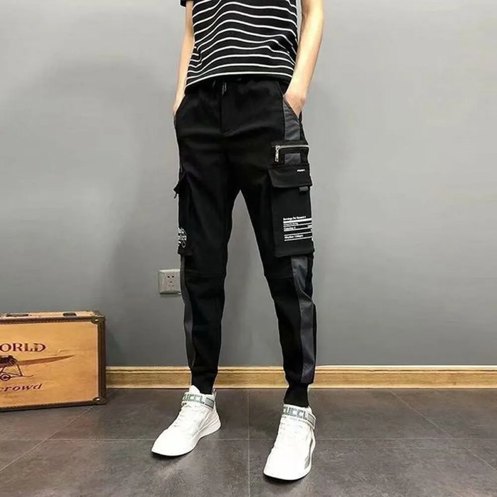 DEANWANGKT Mens Vintage Hip Hop Style Baggy Jeans Streetwear Pockets Men's Jogger Pants Hip Hop Sweatpants Joggers Trousers Tactical Mens Pants Cargo Harem Pants Men Clothes