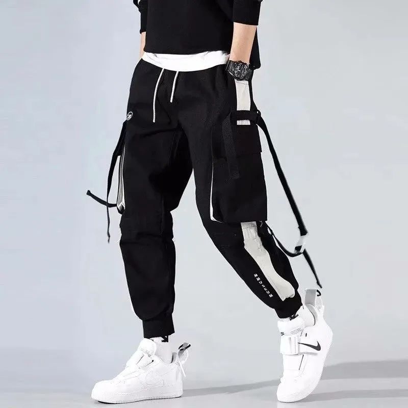 DEANWANGKT Mens Vintage Hip Hop Style Baggy Jeans Streetwear Pockets Men's Jogger Pants Hip Hop Sweatpants Joggers Trousers Tactical Mens Pants Cargo Harem Pants Men Clothes