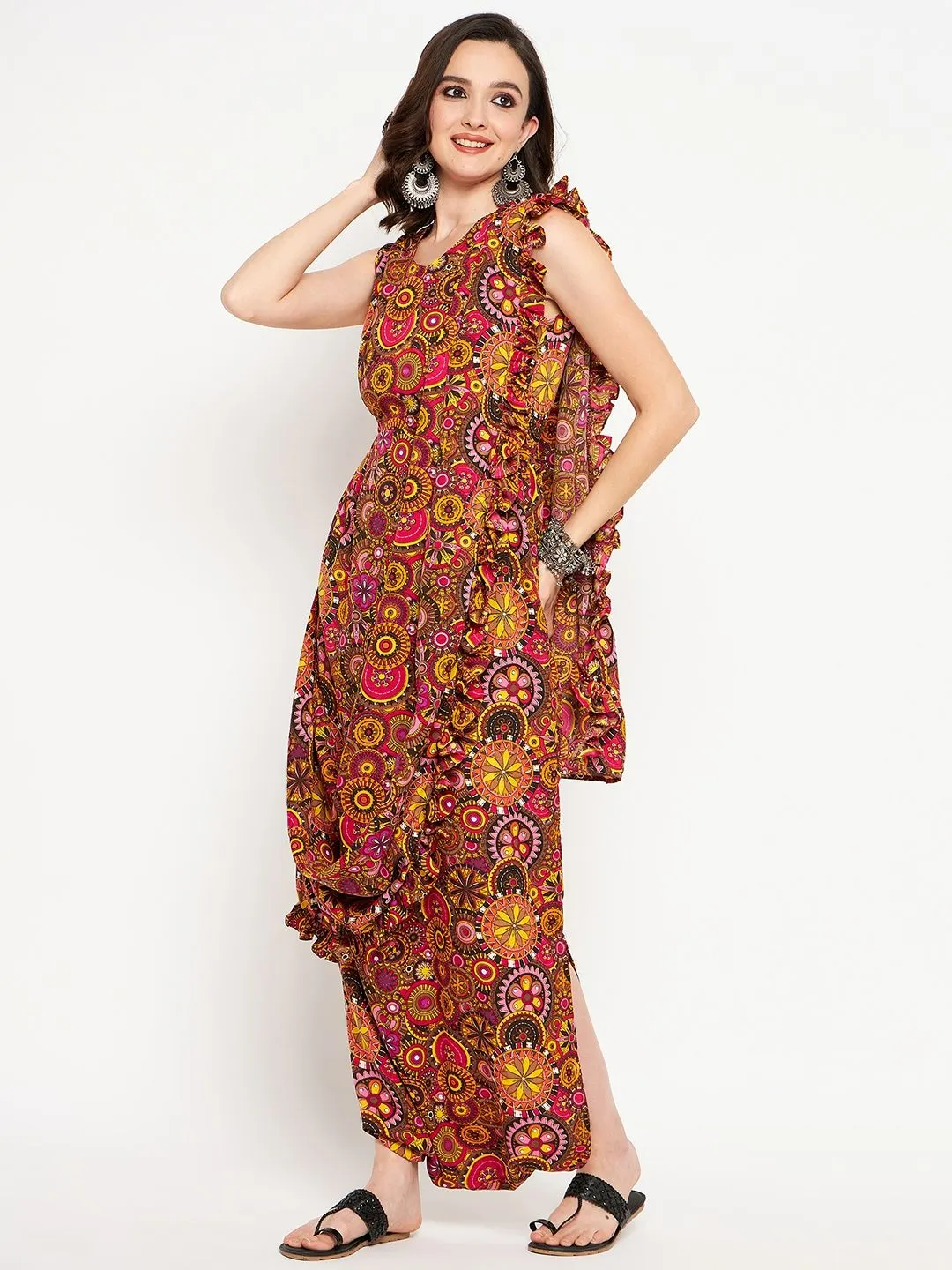 Dhoti Jumpsuit with Attached Dupatta