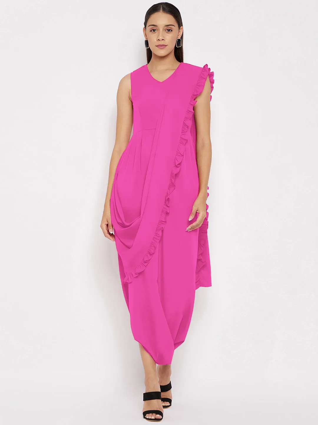 Dhoti Jumpsuit with Attached Dupatta