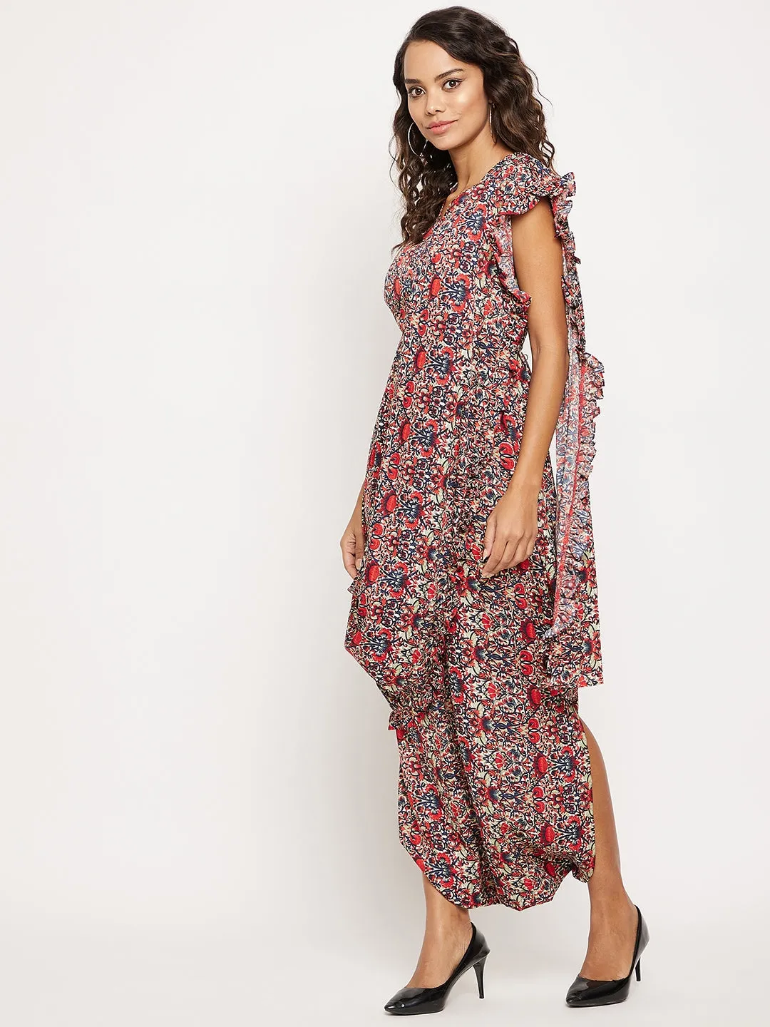 Dhoti Jumpsuit with Attached Dupatta