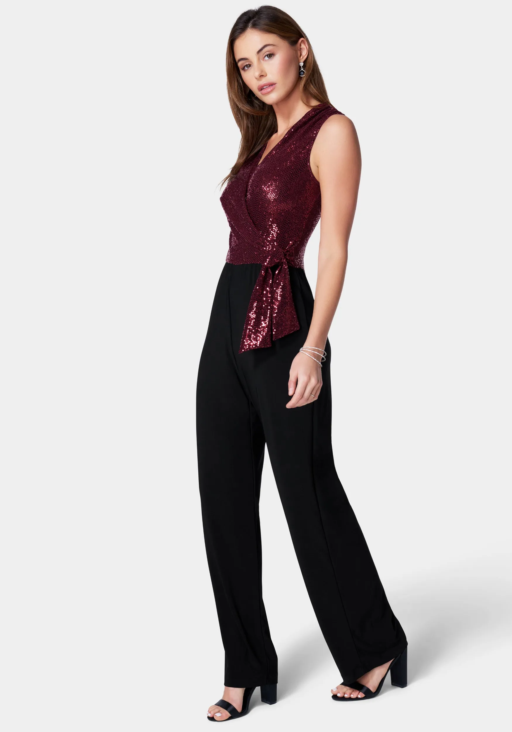 Disco Dot Wrap Tie Jumpsuit