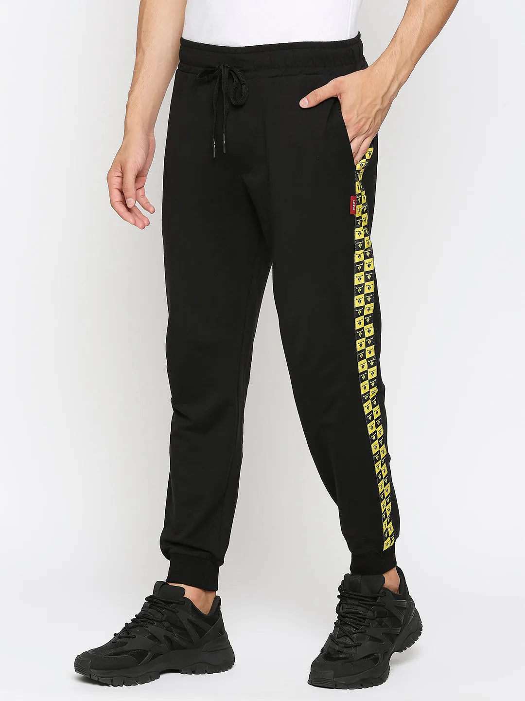 Disrupt black contrast logo tape comfort fit joggers for Mens