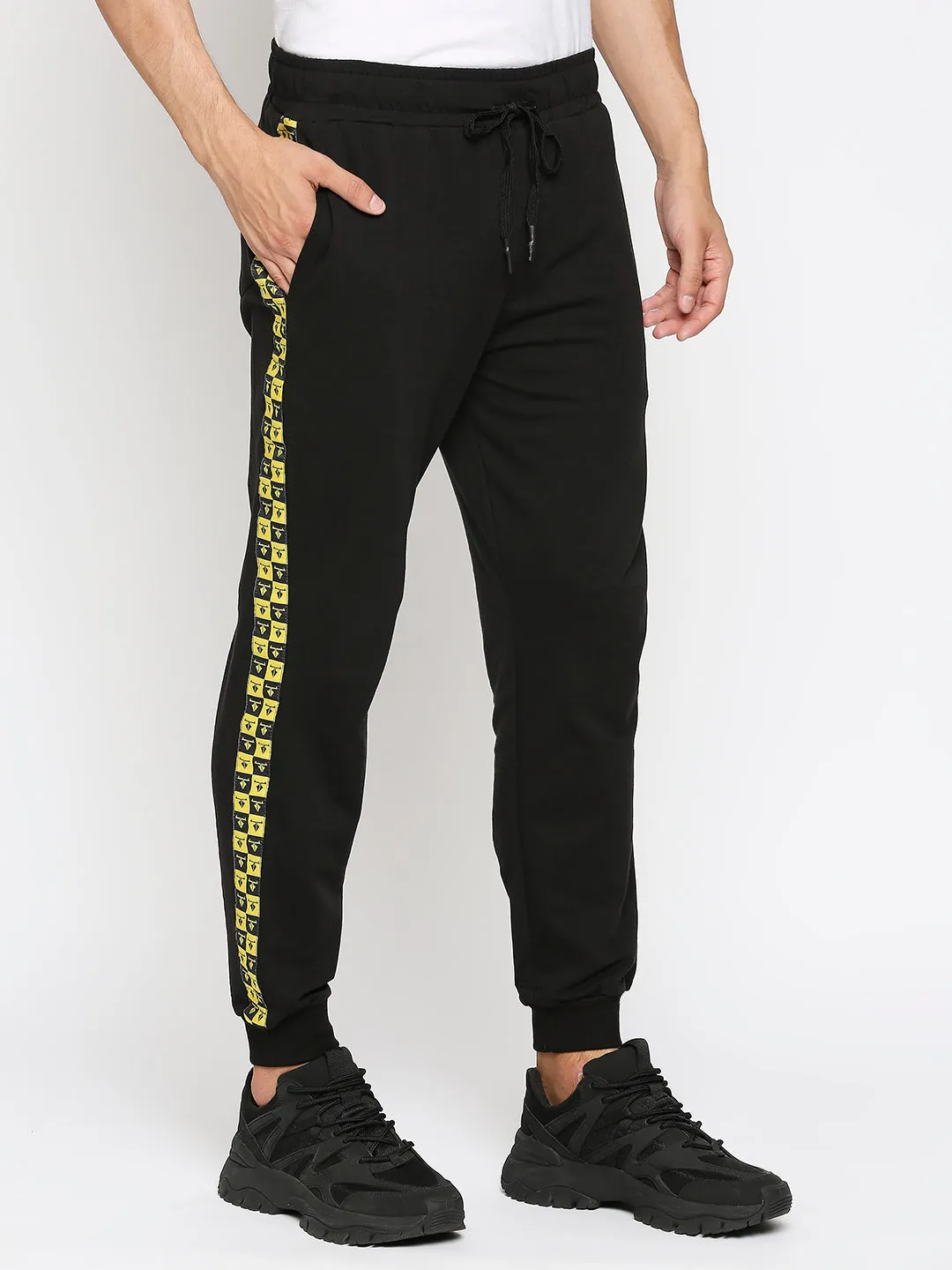 Disrupt black contrast logo tape comfort fit joggers for Mens