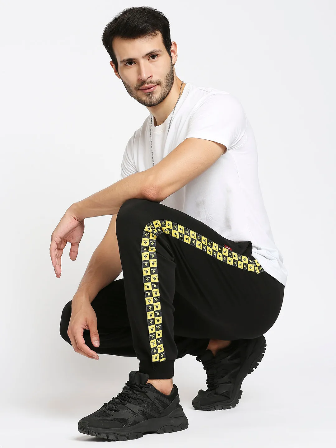 Disrupt black contrast logo tape comfort fit joggers for Mens