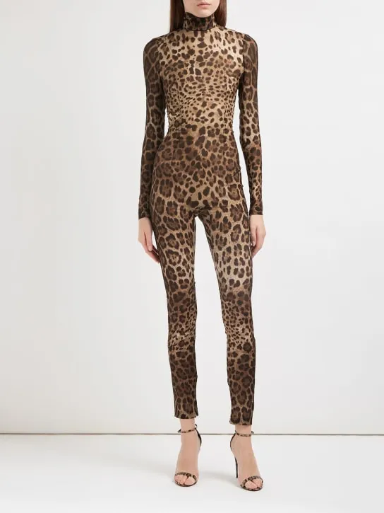 Dolce&amp;Gabbana   Leopard printed silk chiffon jumpsuit 