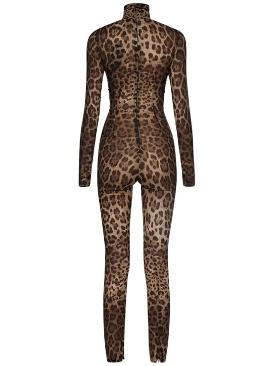 Dolce&amp;Gabbana   Leopard printed silk chiffon jumpsuit 