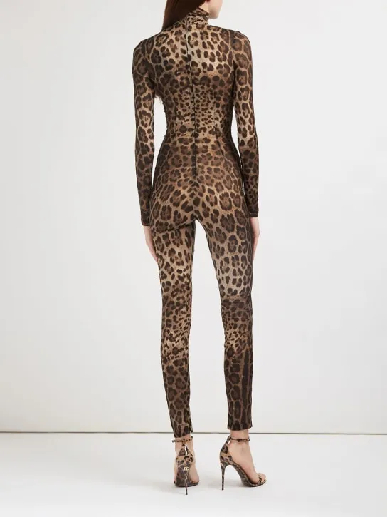 Dolce&amp;Gabbana   Leopard printed silk chiffon jumpsuit 