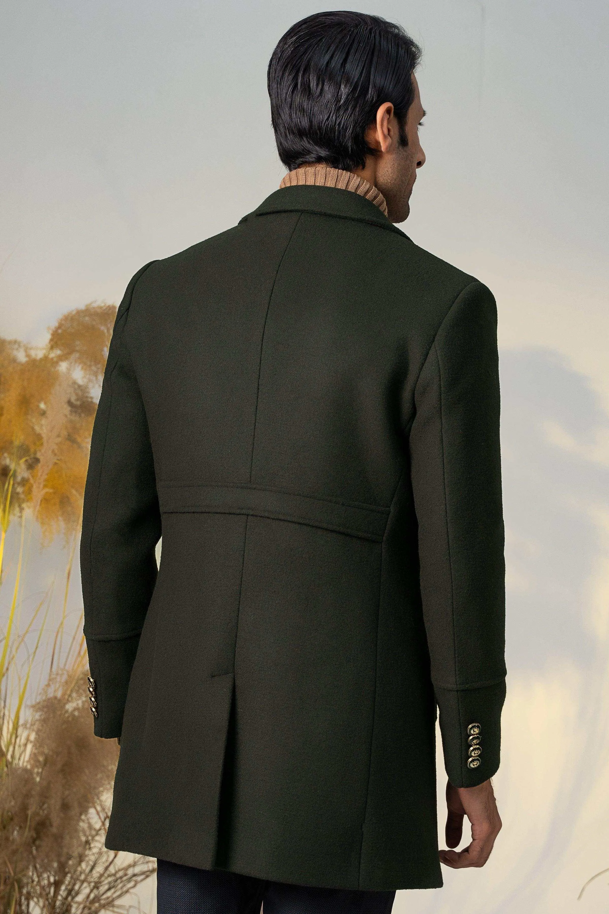 DOUBLE BREASTED LONG COAT GREEN