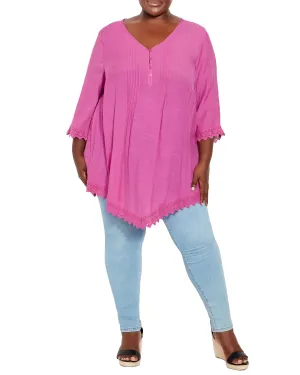 Ellie Pintuck Lace Top | Orchid