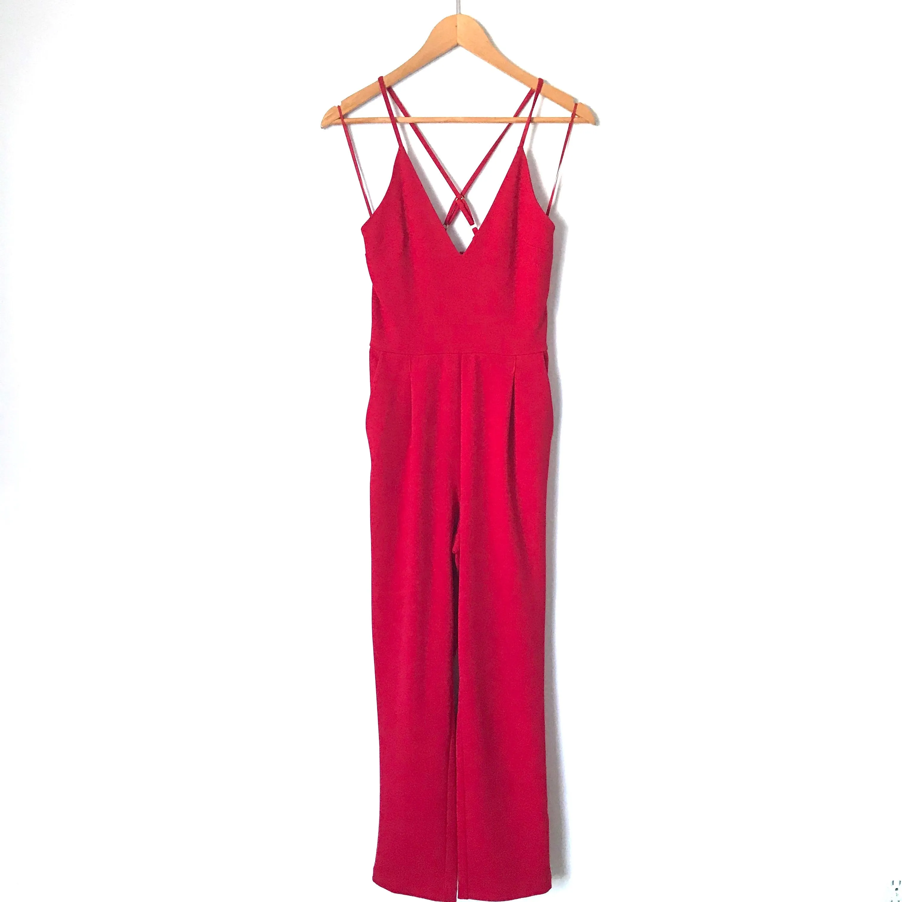 Express Red V Neck Jumpsuit- Size XS