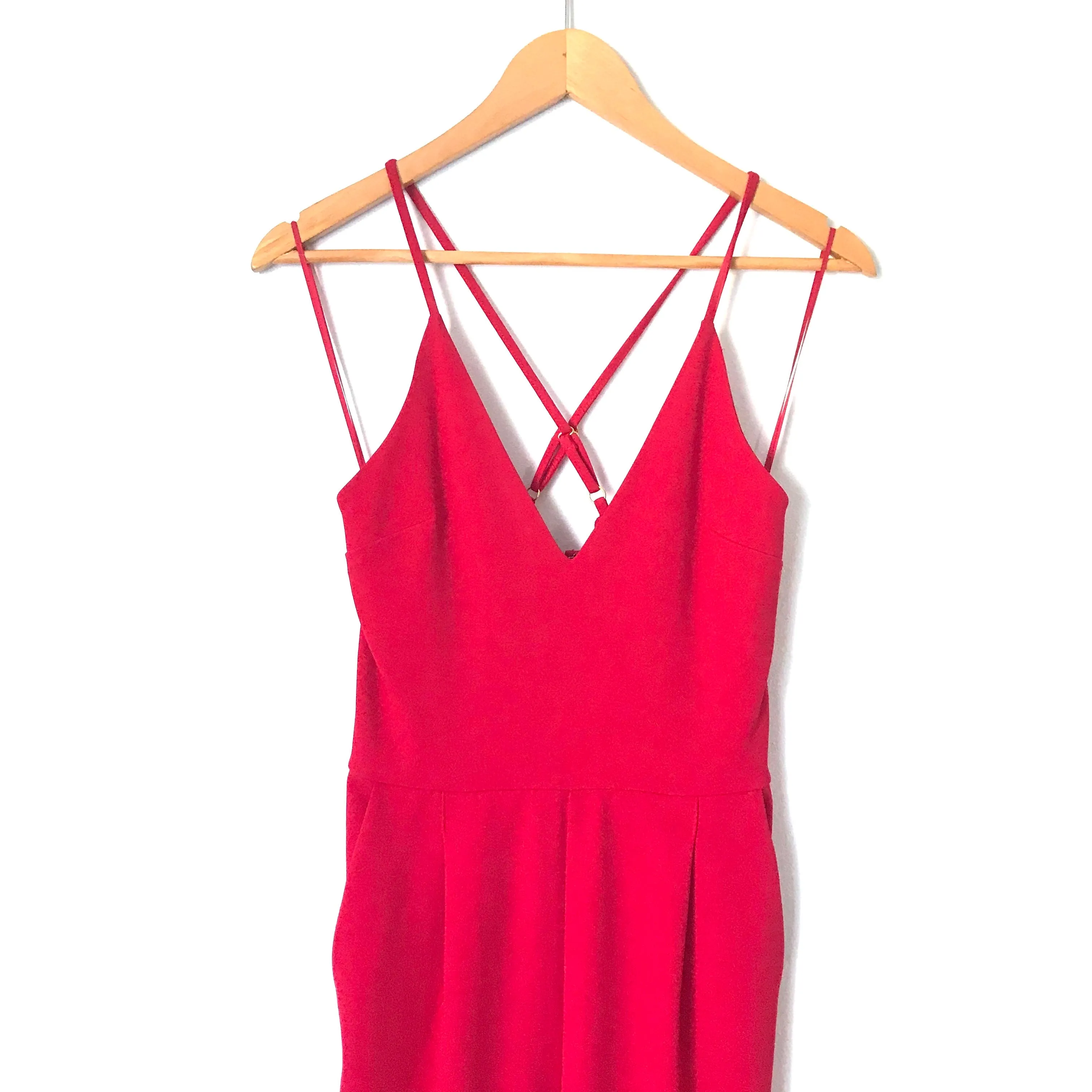 Express Red V Neck Jumpsuit- Size XS