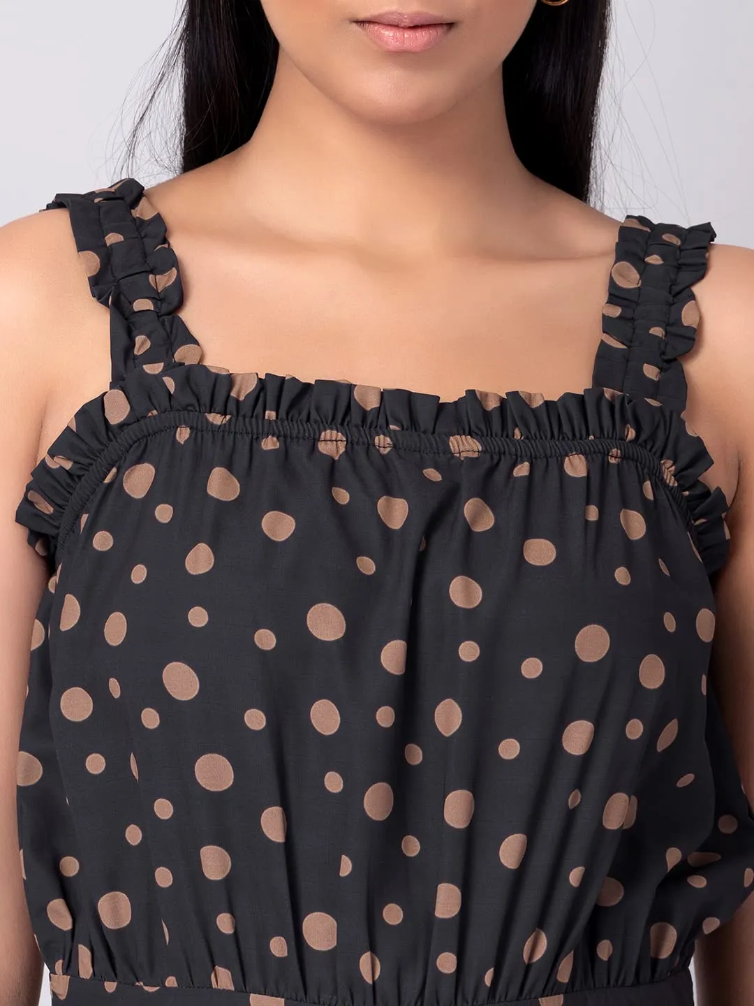 FabAlley Black Polka Dot Print Jumpsuit