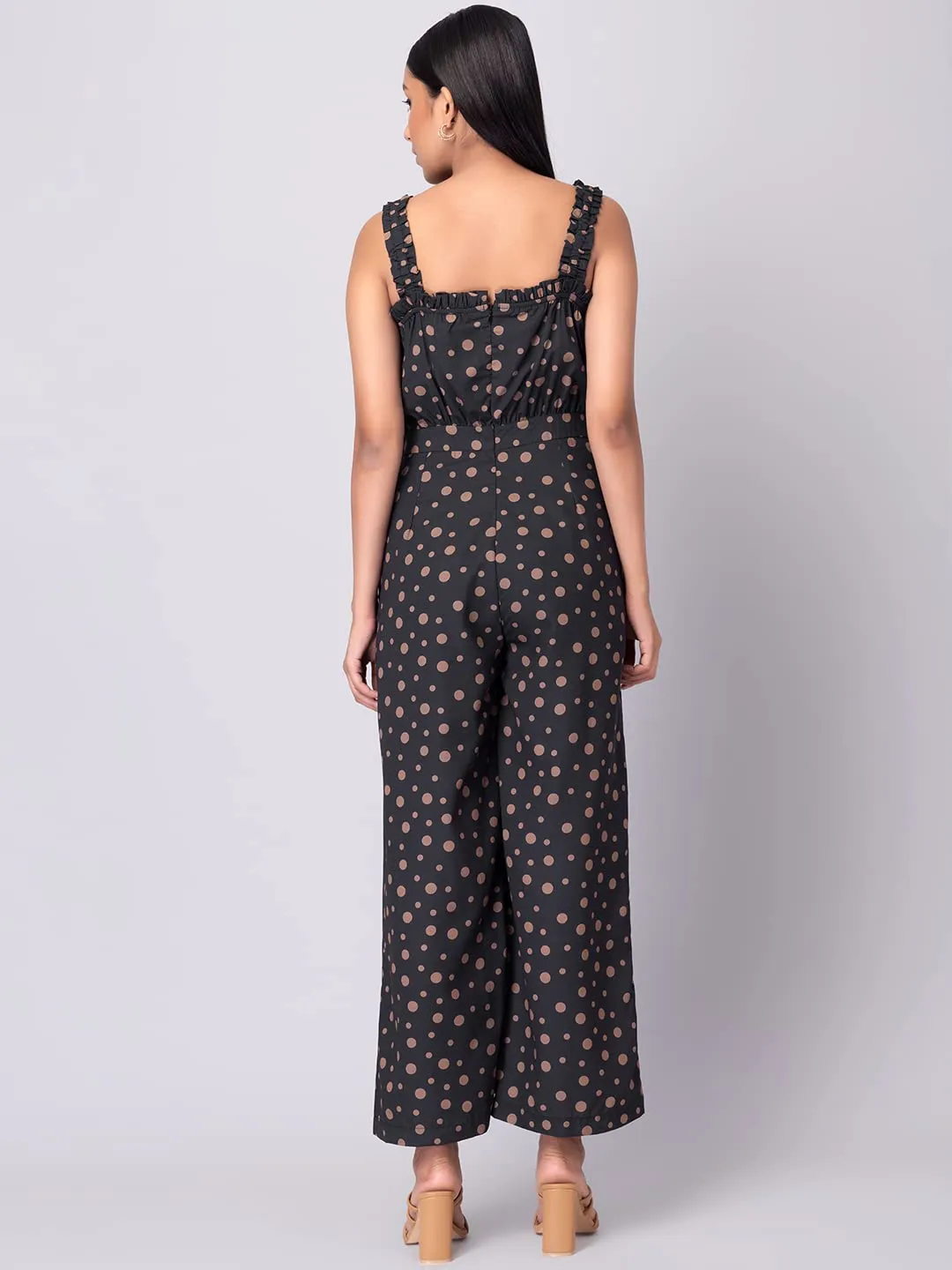 FabAlley Black Polka Dot Print Jumpsuit