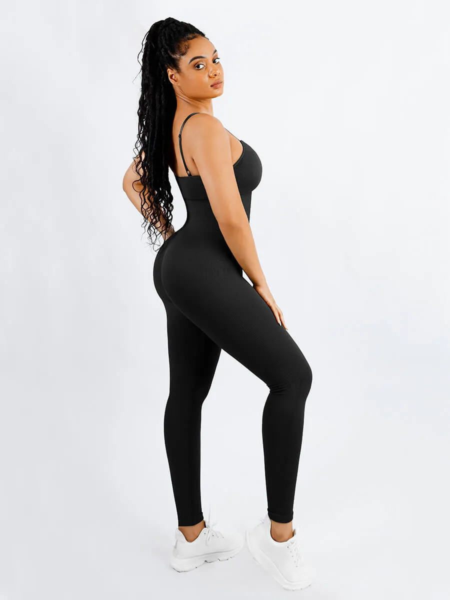 Feelingirl Spaghetti Strap Seamless Sculpted Jumpsuit