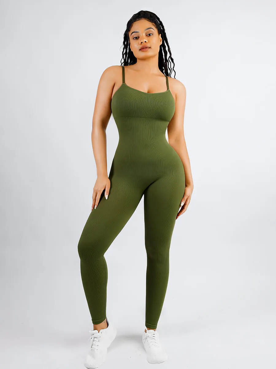 Feelingirl Spaghetti Strap Seamless Sculpted Jumpsuit