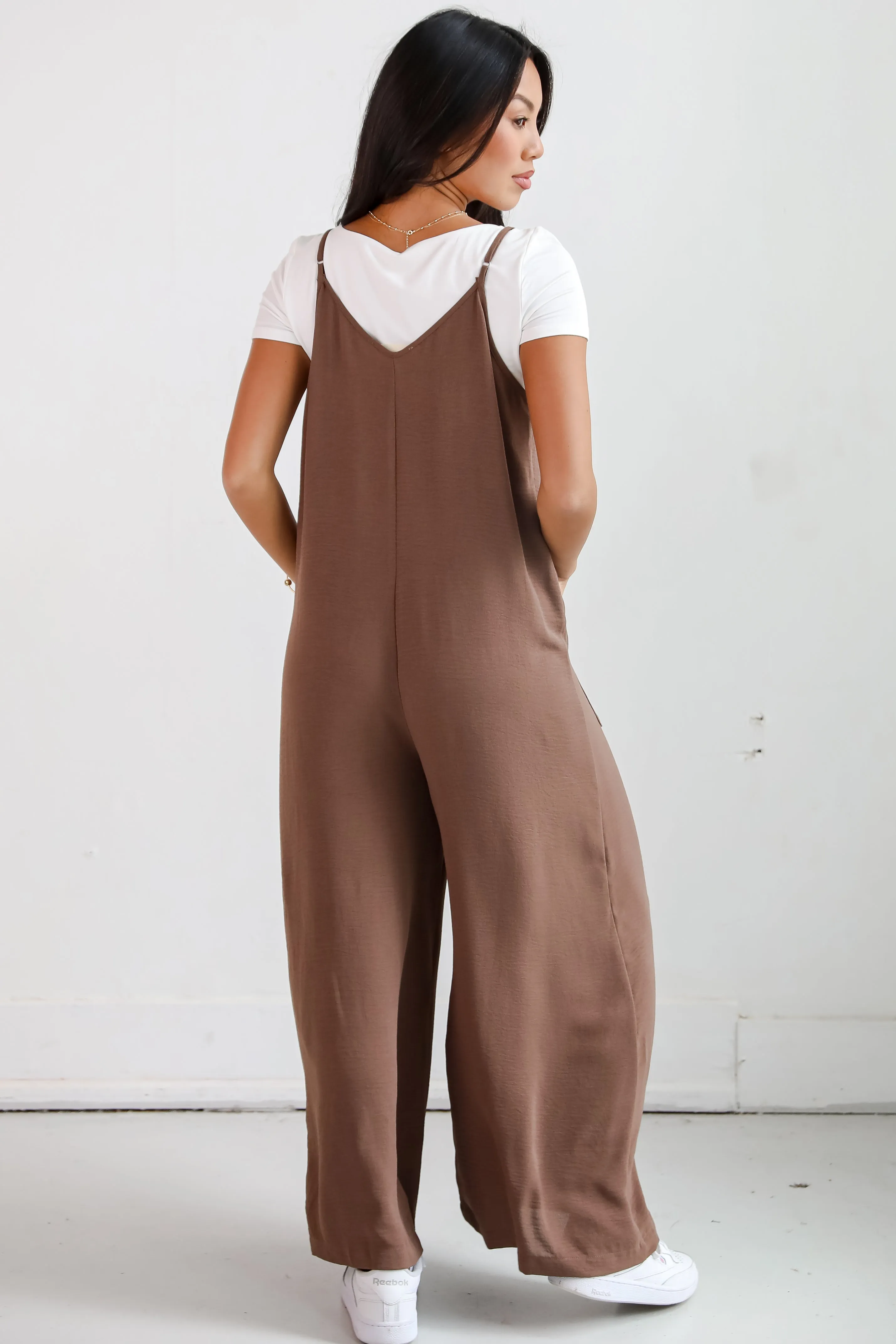 FINAL SALE - Lovely Reputation Brown Wide Leg Jumpsuit