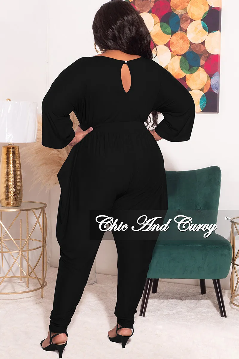 Final Sale Plus Size Jumpsuit with Harem Effect in Black