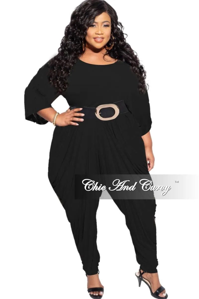 Final Sale Plus Size Jumpsuit with Harem Effect in Black