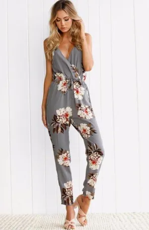 FLORAL CROSSOVER JUMPSUIT