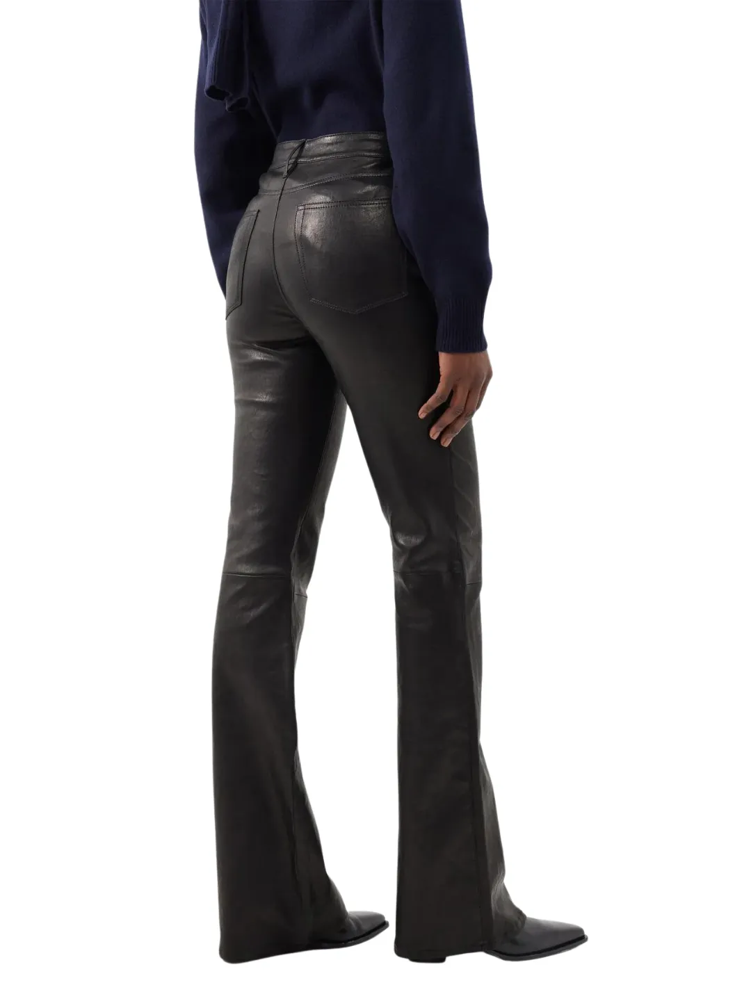 Frame The Slim Stacked Leather Pants Black