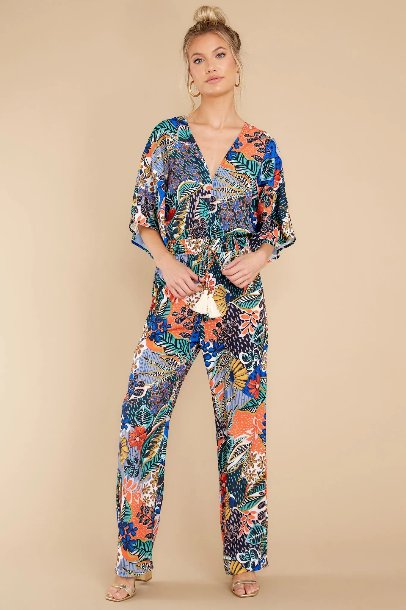 Free To Frolic Multicolour Henry Floral Print Jumpsuit