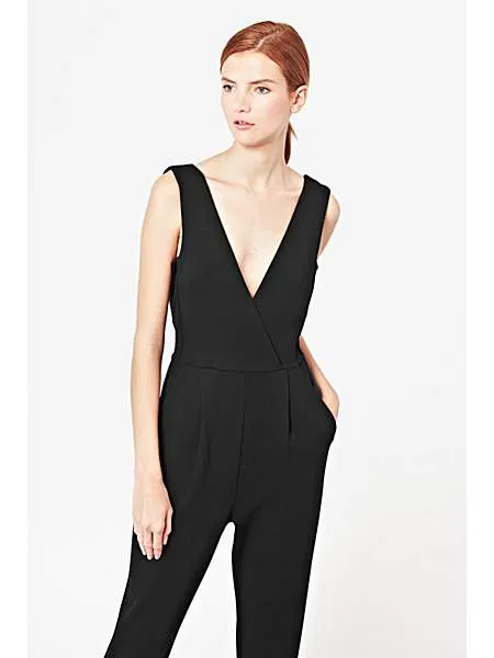 FRENCH CONNECTION MARIE V-NECK JERSEY JUMPSUIT SIZE 8