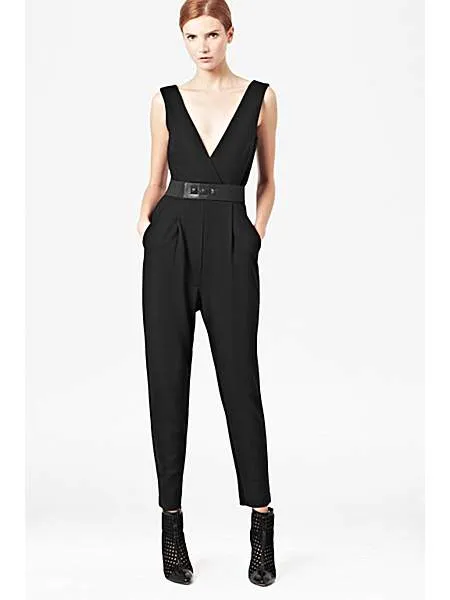 FRENCH CONNECTION MARIE V-NECK JERSEY JUMPSUIT SIZE 8