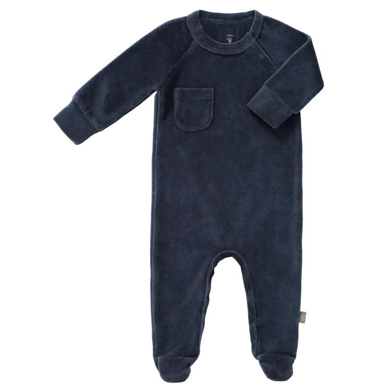 Fresk Pyjama velours with feet Indigo size: 3-6 m