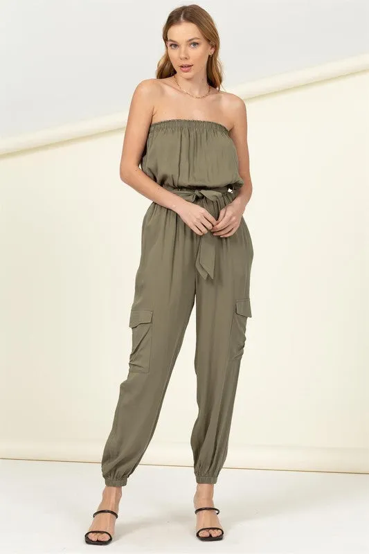 FS Clearance Flap Pocket Side Belted Tube Jumpsuit