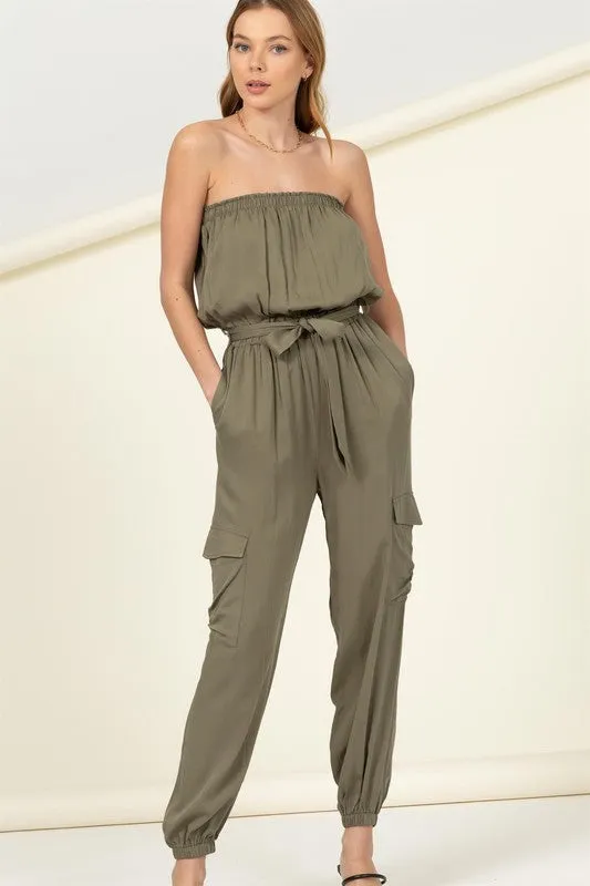 FS Clearance Flap Pocket Side Belted Tube Jumpsuit