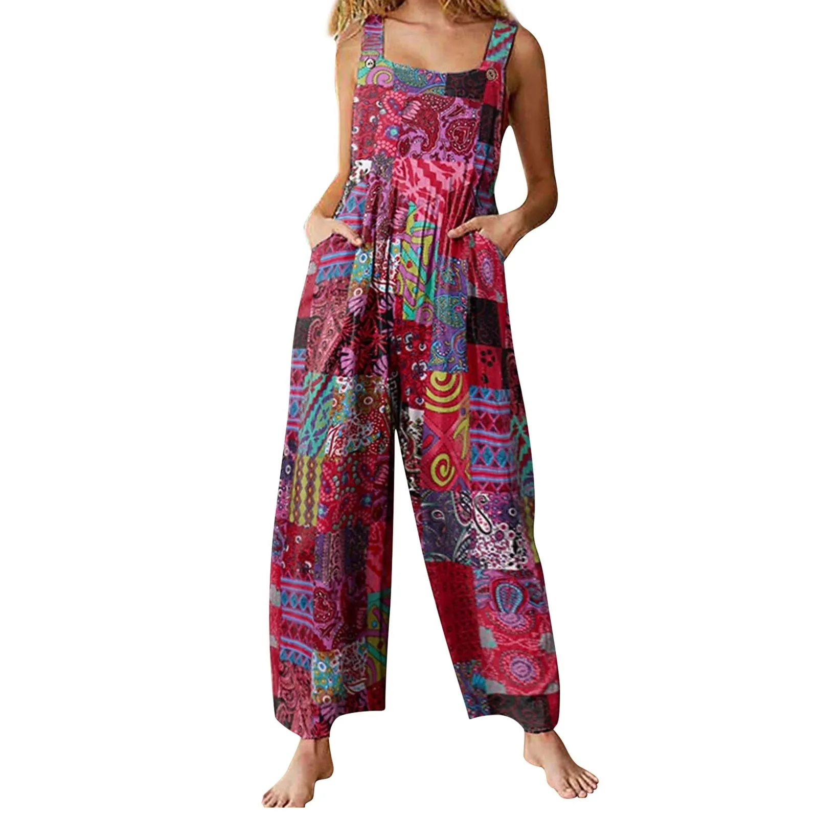 Funki Buys | Pants | Women's Loose Fit Romper | Wide Leg