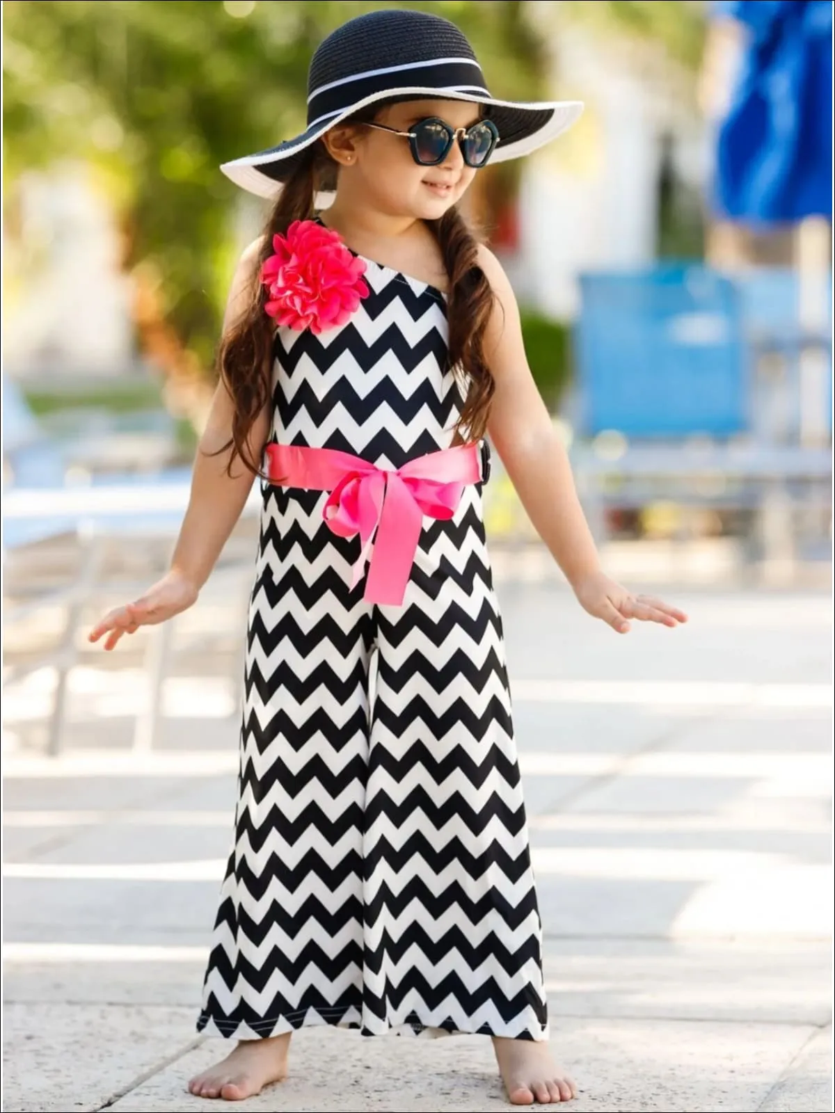 Gia Bella Chevron Off Shoulder Jumpsuit